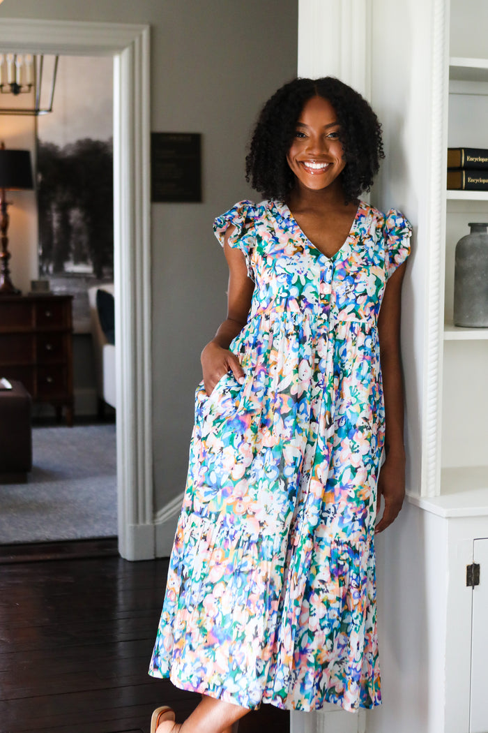 The Matty Dress- Watercolor Floral