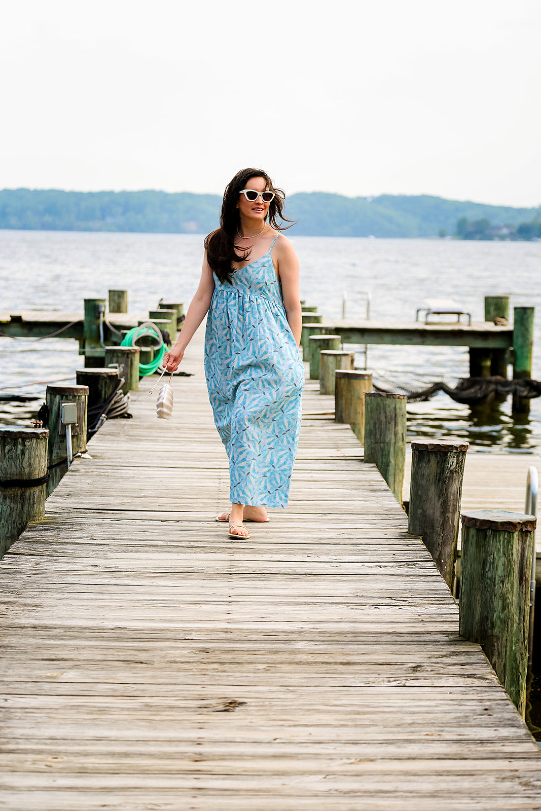 The Caroline Linen Maxi - Blue Floral