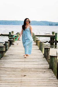 The Caroline Linen Maxi - Blue Floral