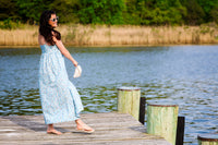 The Caroline Linen Maxi - Blue Floral