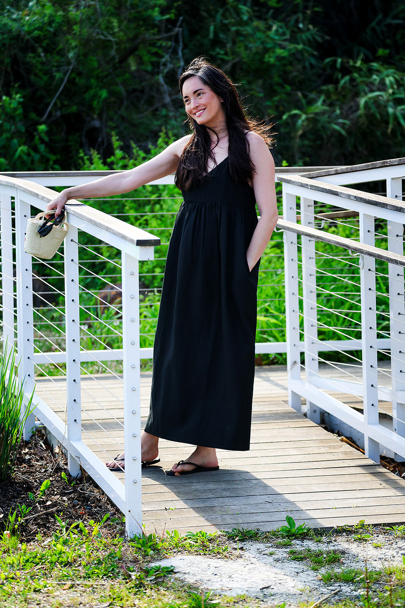 The Caroline Linen Maxi - Black