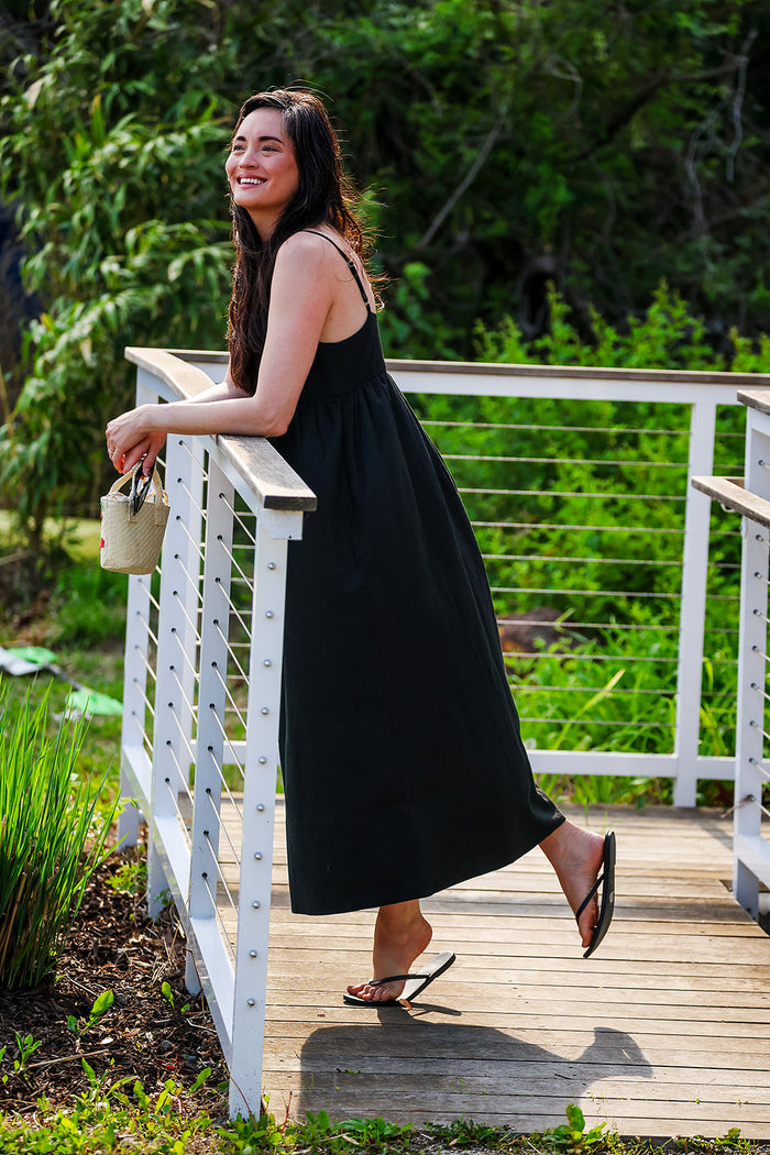 The Caroline Linen Maxi - Black