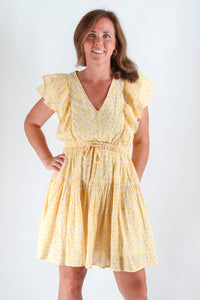 The Vivi Dress - Yellow Ditsy Floral