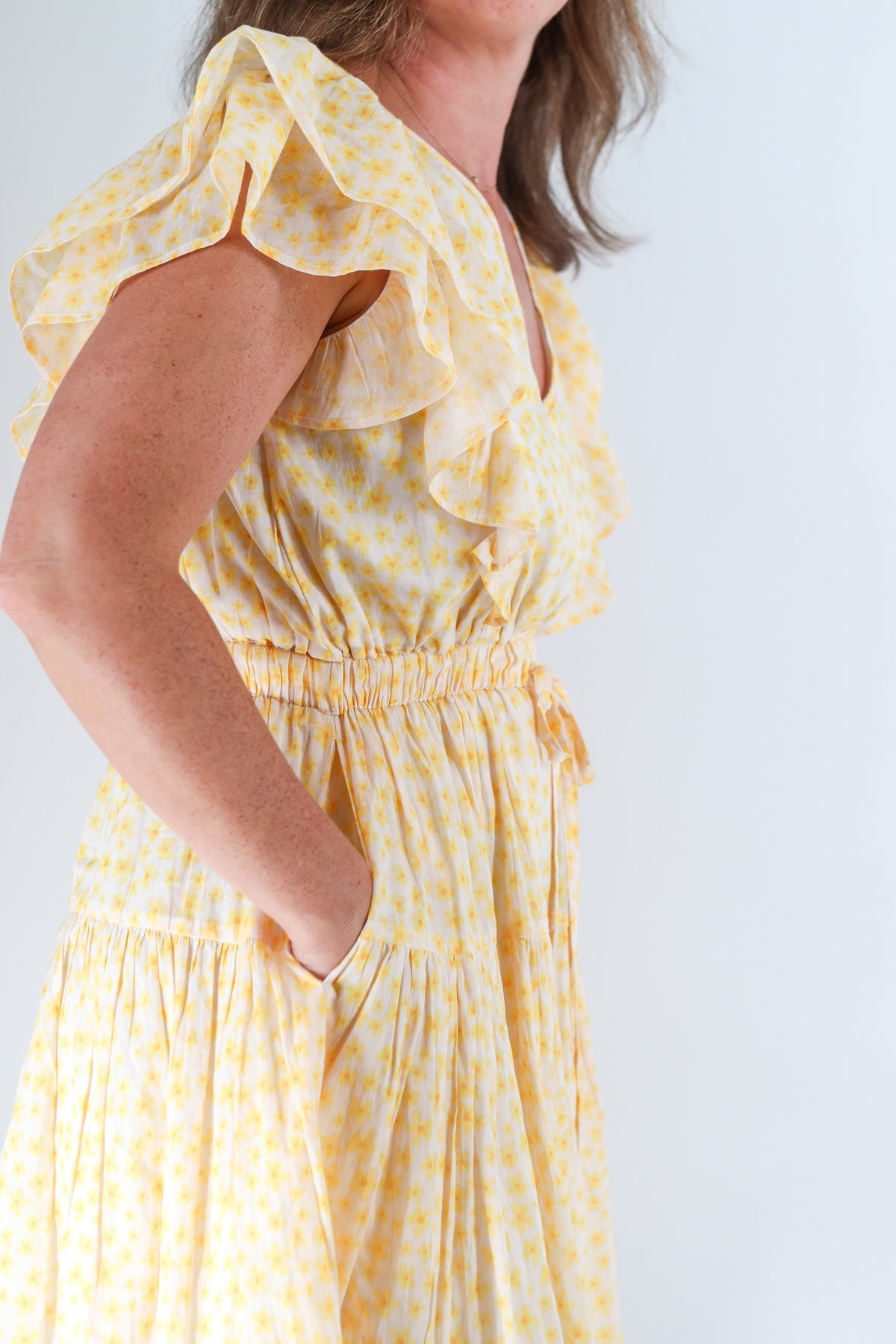 The Vivi Dress - Yellow Ditsy Floral